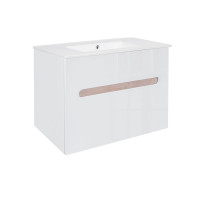 Комплект Qtap Virgo 800х580х437 White/Whitish oak тумба підвісна + раковина урізна  QT1872TPА8013080CW