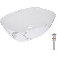 Раковина накладна Qtap Cardinal 500х380х140 мм, Marble, прямокутна, з донним клапаном QTCAR188MR49826