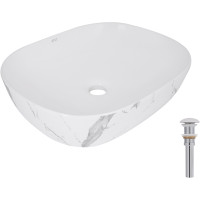Раковина накладна Qtap Aquarius 470x380x120 мм, Marble, прямокутна, з донним клапаном QTAQA188MR49782