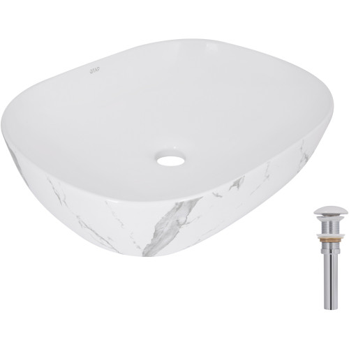 Раковина накладна Qtap Aquarius 470x380x120 мм, Marble, прямокутна, з донним клапаном QTAQA188MR49782