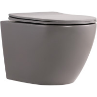 Унітаз підвісний Qtap Robin Ultra Quiet 520×365×340 мм, Stone grey, з сидінням Slim Duroplast / Soft-close / Quick Release QTROB26SG48996