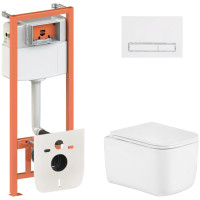 Готове рішення Qtap для ванної кімнати: підвісний унітаз Gemini Ultra Quiet 485×340×350 + комплект інсталяції Nest 4 в 1 (лінійна клавіша White)