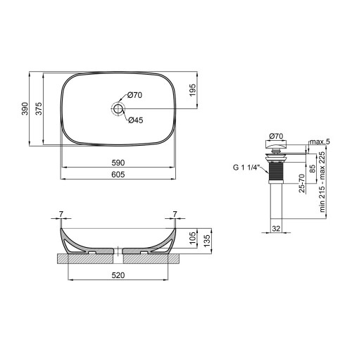 Раковина-чаша Qtap Cardinal 600х380х140 White з донним клапаном QT04117060TW