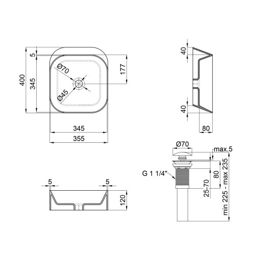 Раковина-чаша Qtap Scorpio 350х390х120 White з донним клапаном QT14112241W