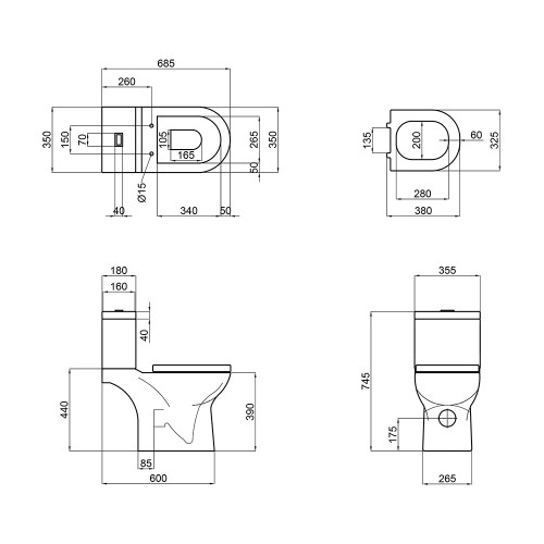 Унитаз-компакт Qtap Missel с сиденьем Soft-close QT0222599W