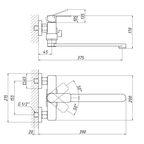 Змішувач для ванни Qtap Namesti 3225102GC