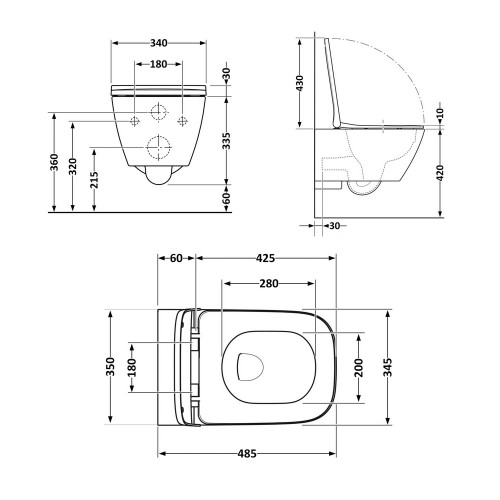 Унітаз підвісний Qtap Tern безобідковий з сідінням Soft-close QT1733052ERW