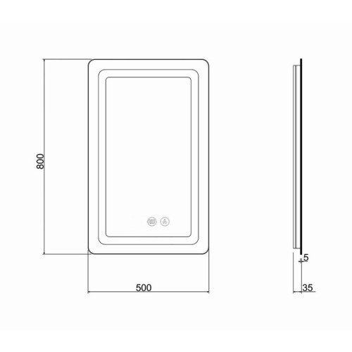 Дзеркало Qtap Mideya (DC-F911) 500х800 з LED-підсвічуванням Touch, з антизапотіванням QT2078F911W