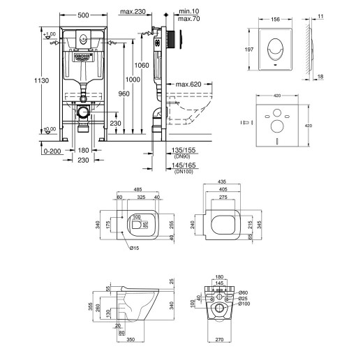 Набір інсталяція 4 в 1 Grohe Rapid SL 38721001 + унітаз з сидінням Qtap Tern QT1733052ER
