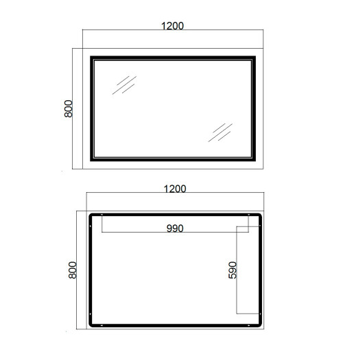 Дзеркало Qtap Cardinal 1200х800 з LED-підсвічуванням Touch, з антизапотіванням, з димером, рег. темп. кольору (3000-6500K) QT0478C12080