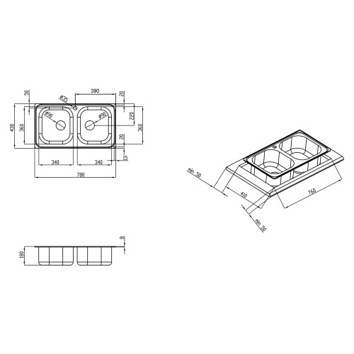 Кухонная мойка Qtap 7843-B Micro Decor 0,8 мм (QT7843BMICDEC08)