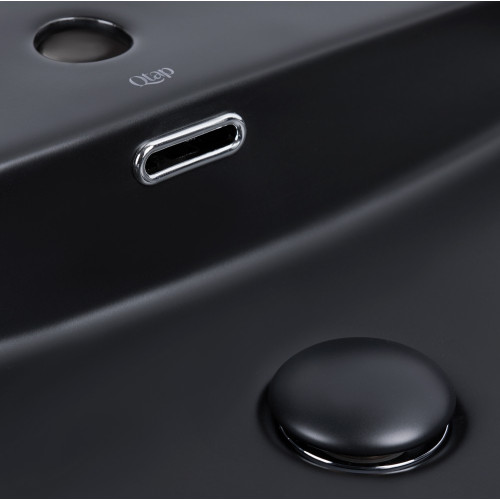 Раковина Qtap Nando LT 500х420х120 Matt black з донним клапаном QT12112173SMBMB