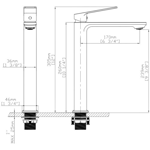 Змішувач для раковини високий Qtap Capricorn, Chrome (k26) QTCAP1060H102C48220
