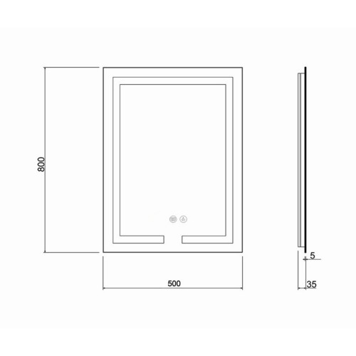 Дзеркало Qtap Mideya (DC-F936) 500х800 з LED-підсвічуванням Touch, з антизапотіванням QT2078F936W