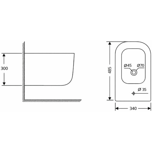 Біде підвісне Qtap Gemini 485×340×300 мм, White QTTAU28W49120