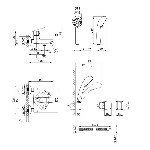 Змішувач для ванни Qtap Levny 3050104GC