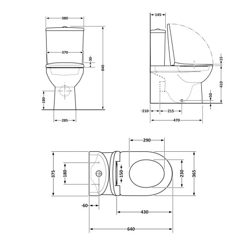 Унитаз напольный Qtap Jay Ultra Quiet с сидением Soft-close 640x360x835 мм QT07222175TW White