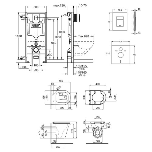 Набір інсталяція 4 в 1 Grohe Rapid SL 38772001 + унітаз з сидінням Qtap Virgo QT1833051ERW