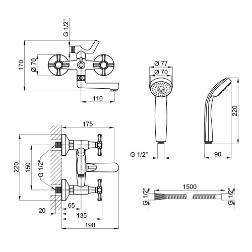 Змішувач для ванни Qtap Liberty ANT 140-2