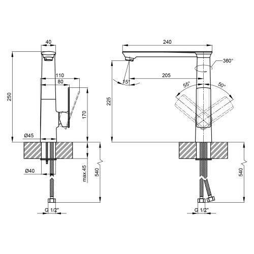 Смеситель для раковины Qtap Lodenice 9031102FC