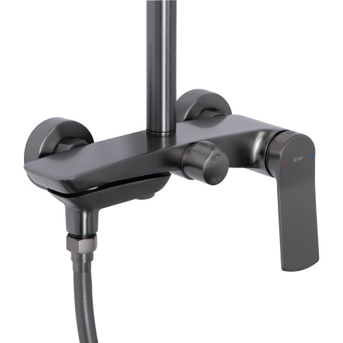 Душова система універсальна Qtap Slavonice на три споживача (з виливом) QTSLA111GMB45910 Gunmetal Black PVD