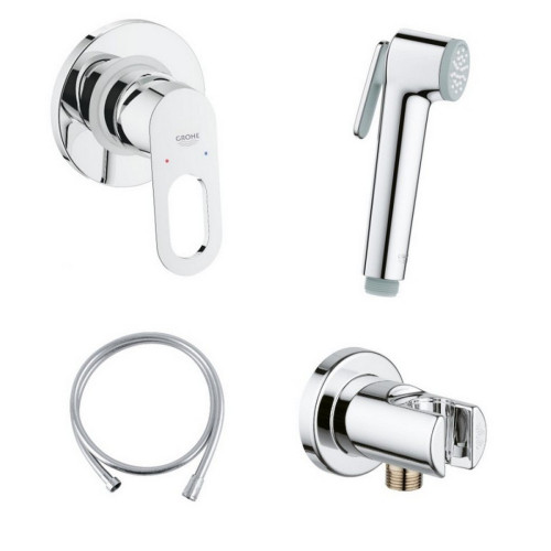 Комплект інсталяція Grohe Rapid SL 38772001 + унітаз з сидінням Qtap Swan QT16335178W + набір для гігієнічного душу зі змішувачем Grohe BauLoop 111042