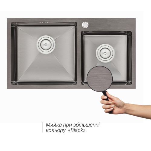 Кухонна мийка з двома чашами Qtap S7843BL 2.7/1.0 мм Black (QTS7843BRPVD10)