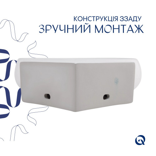 Комплект Qtap Leo N: Раковина підвісна угловая овальна 380x360x130 мм WHITE + Донний клапан PU02O