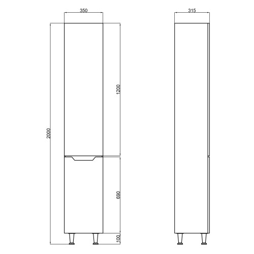 Пенал напольный Qtap Scorpio 350х1900х300 White QT1475PN1901KLW