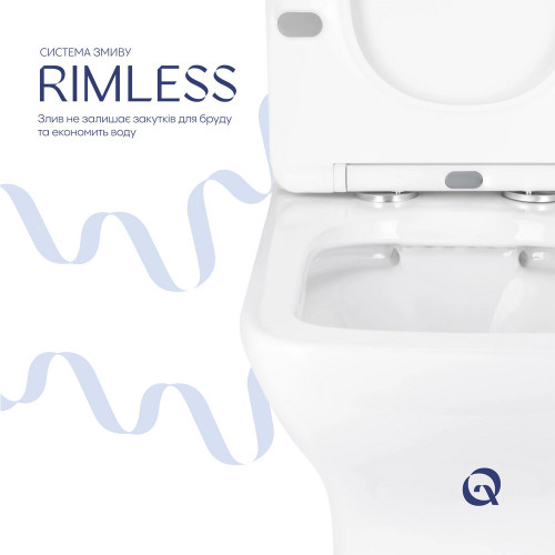 Унитаз напольный Qtap Aries Rimless безободковый с сиденьем Soft-close WHITE QT03228302W