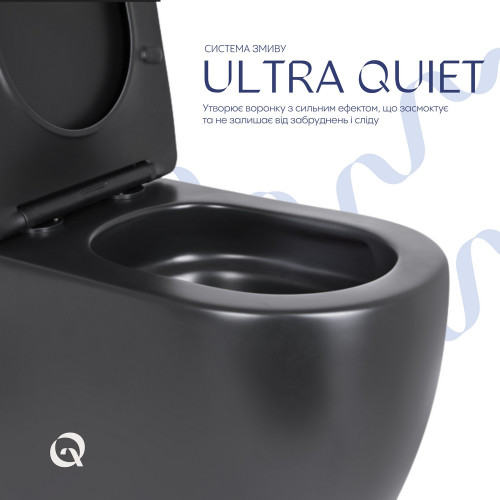 Унитаз напольный Qtap Robin Ultra Quiet безободковый с сиденьем Soft-Close MATT BLACK QT13226083AMB