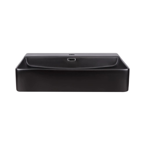 Комплект Qtap Nando LT: Раковина подвесная прямоугольная 600х420х120 мм Matt Black + Донный клапан PU03O