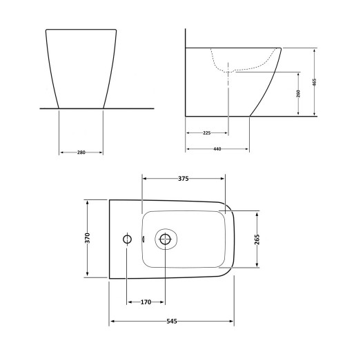 Біде підлогове Qtap Crow 545х360х410 White QT05443370W