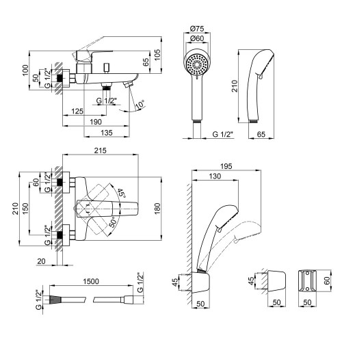 Змішувач для ванни Qtap Letel 3053104GC