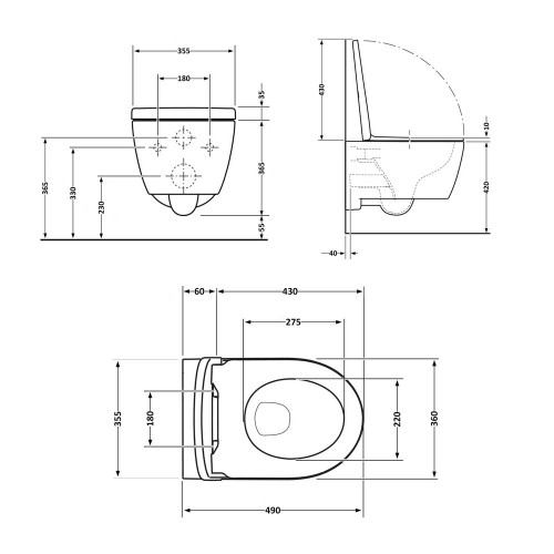 Унітаз підвісний Qtap Taurus безободковий з сидінням Soft-close QT2433084EUQW