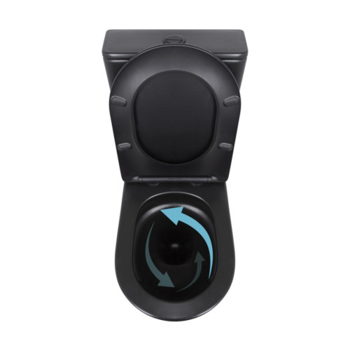 Унитаз напольный Qtap Robin Ultra Quiet безободковый с сиденьем Soft-Close MATT BLACK QT13226083AMB
