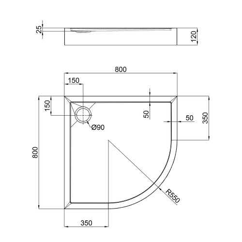 Душовий піддон Qtap Robin 308812C 80x80x12 см + сифон