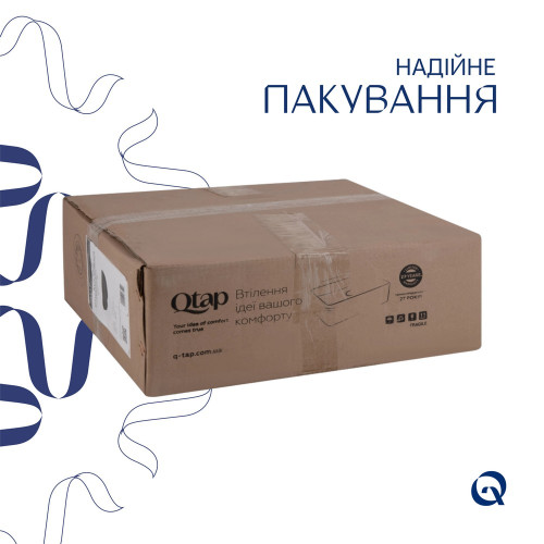Комплект Qtap Kolibri: Раковина накладная квадратная 410x410x150 мм Matt Black + Донный клапан PU03