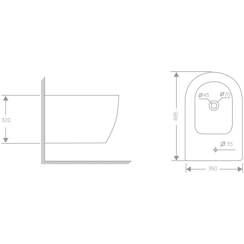 Біде підвісне Qtap Jay 485х360х320 мм White