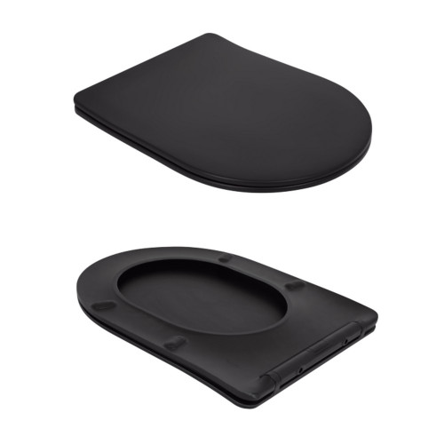 Унитаз напольный Qtap Robin Ultra Quiet безободковый с сиденьем Soft-Close MATT BLACK QT13226083AMB