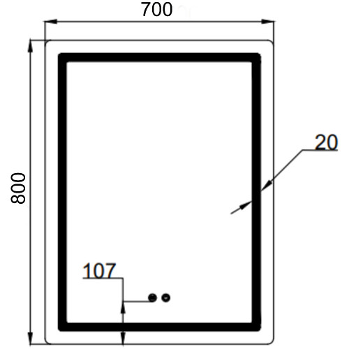 Дзеркало Qtap Mideya (MI2) 700х800 з LED-підсвічуванням Touch, з антизапотіванням, димером, рег. яскравості QT2078DCF7080