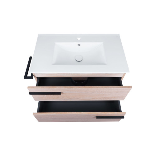 Комплект Qtap Taurus 800х800х437 Whitish oak тумба підлогова + раковина урізна QT2471TNT803WO