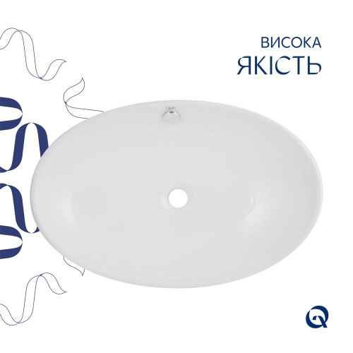 Комплект Qtap Dove: Раковина накладна овальна 625x415x150 мм White + Донний клапан PU02O