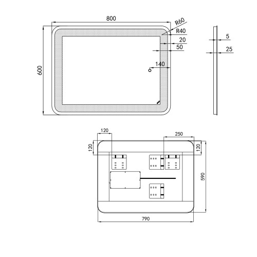 Дзеркало Qtap Swan 800х600 з LED-підсвічуванням Touch Reverse QT167814146080W