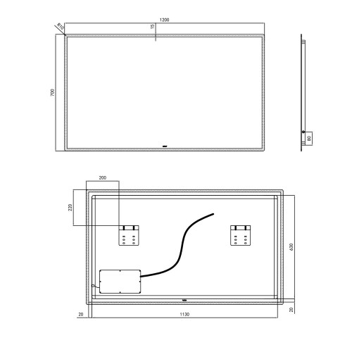 Дзеркало Qtap Tern 1200х700 з LED-підсвічуванням Sensor, QT1778140470120W