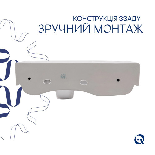 Комплект Qtap Tern: Раковина підвісна прамокутна ліва 450х260х155 мм White + Донний клапан PU02O