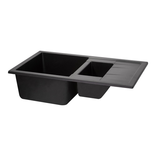 Кухонна мийка з додатковою чашею Qtap CS 7648 Black (QT7648BLA404)
