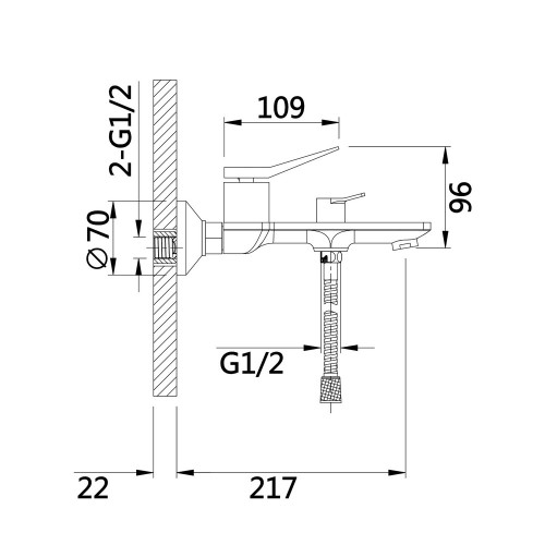 Змішувач для ванни Qtap Presto (з душовим гарнітуром) QTPRE259GRP45584 Graphite