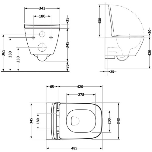 Унітаз підвісний Qtap Gemini Ultra Quiet 485×340×350 мм, White, з сидінням Slim Duroplast / Soft-close / Quick Release QTTAU26W49119