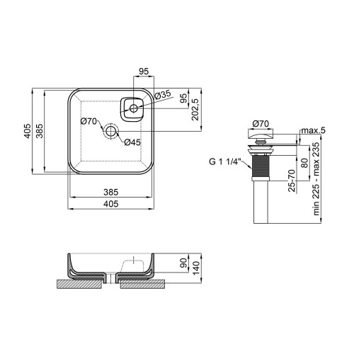 Раковина-чаша Qtap Stork 400х400х140 White з донним клапаном QT1511A057TW